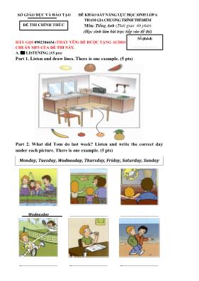 Đề thi khảo sát năng lực học sinh Tiếng anh lớp 6